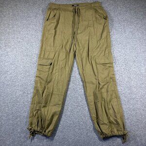 Forever 21 Linen Blend Cargo Pants Womens XL Extra Large Olive Green Parachute